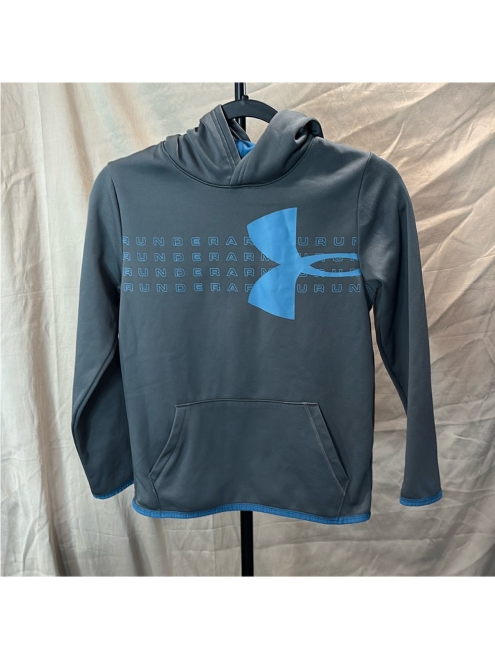 Under Armour Gray Hoodie with Blue Logo